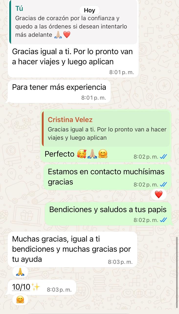 Testimonio de cliente por WhatsApp 5