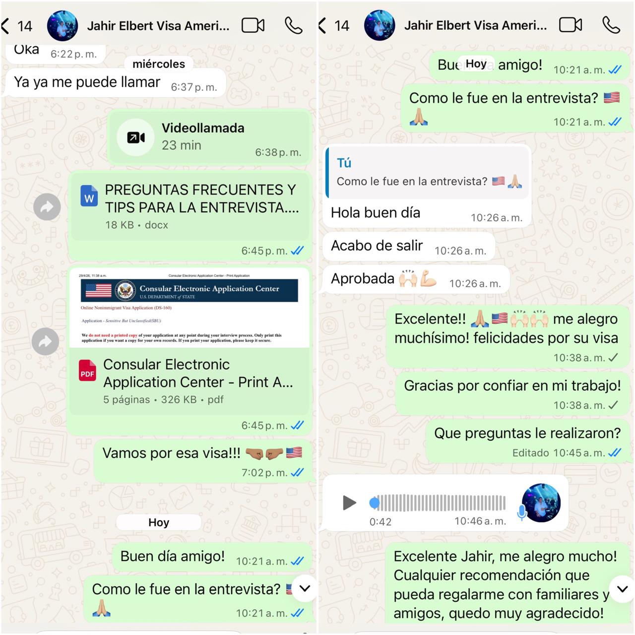Testimonio de cliente por WhatsApp 1